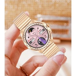 Relógio Inteligente Feminino Dourado - 3 Pulseiras - Android e iPhone