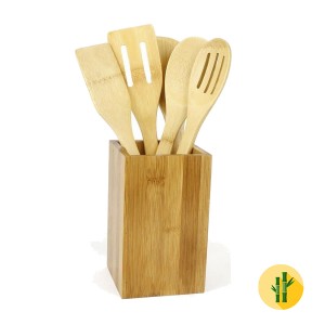 Conjunto de Utensílios para Cozinha de Bambu - 5 Pcs