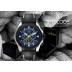 Relógio TIMECODE® SUEZ 1869 | Bracelete em Couro Preta e Mostrador Azul